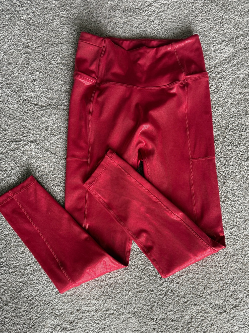 High-Waist Red Leggings - Women